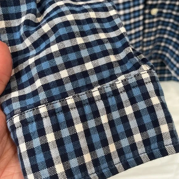 GAP White and Blue Plaid Long Sleeve Button Down Shirt Size L - Picture 3 of 12